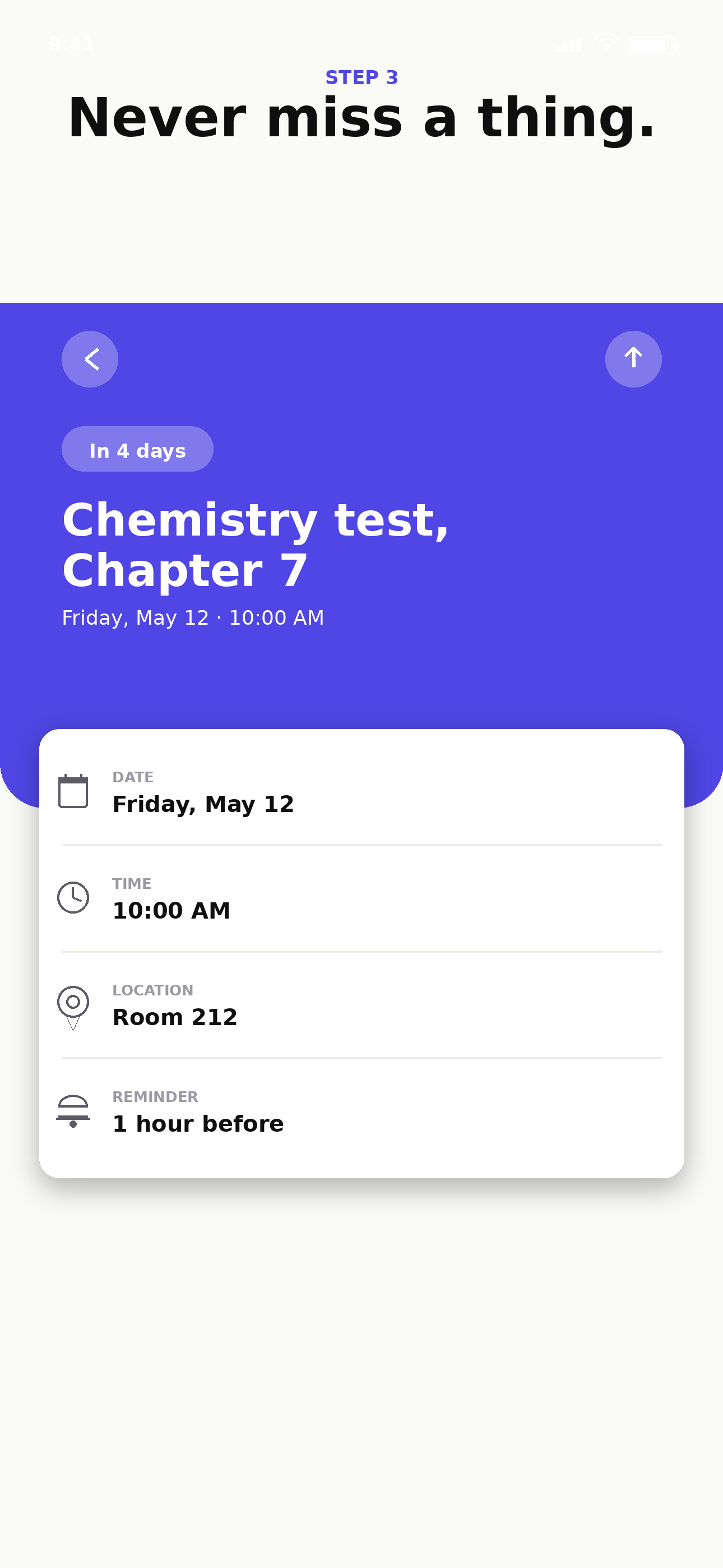 Event detail view with countdown